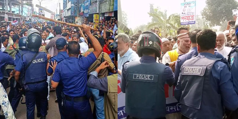 বিএনপির অভিযোগ শান্তিপূর্ণ পদযাত্রায় আইনশৃঙ্খলা বাহিনীর বাঁধা