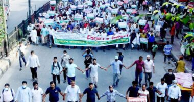 জামায়াত ইসলামের বিক্ষোভ মিছিলে লাখো মানুষের ঢল