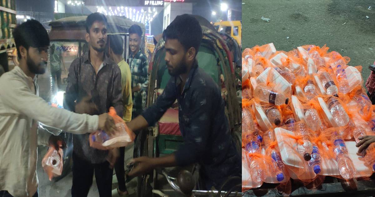 মিরপুরে পথচারীদের মাঝে ছাত্রদলের উদ্যোগে সেহেরি বিতরণ