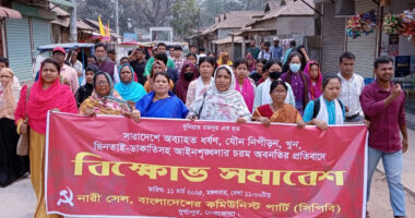 নির্যাতন ও আইনশৃঙ্খলার অবনতির প্রতিবাদে দুর্গাপুরে সিপিবি নারী সেলের বিক্ষোভ