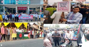 লালমনিরহাট জুড়ে গাজায় ইসরায়েলি আগ্রাসনের প্রতিবাদে শান্তিপূর্ণ বিক্ষোভ
