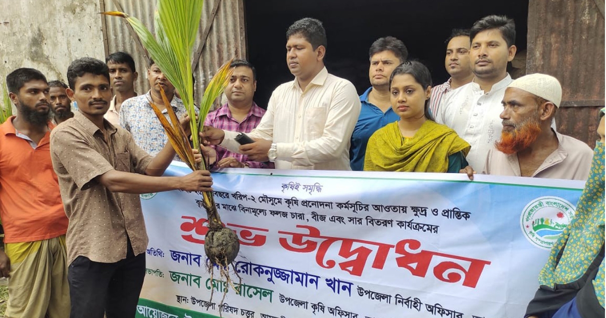 আমতলীতে শিক্ষার্থীদের মাঝে গাছের চারা বিতরন