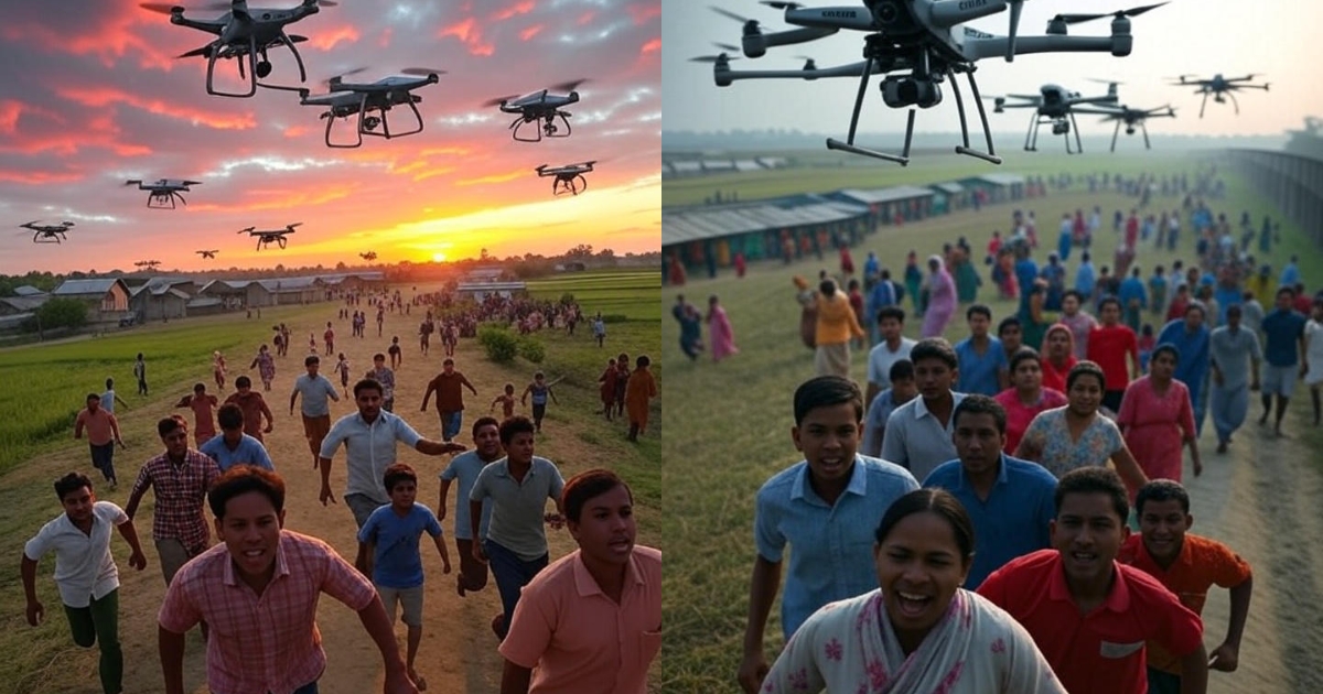 ড্রোন উড়ানে চাঞ্চল্য: বাংলাদেশ-ভারত সীমান্তে আতঙ্কিত গ্রামবাসী
