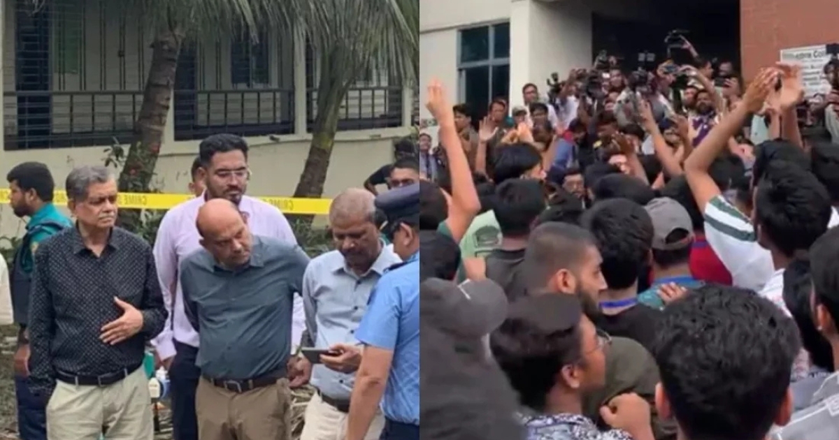 মাইলস্টোনে গিয়ে শিক্ষার্থীদের তোপের মুখে আইন ও শিক্ষা উপদেষ্টা