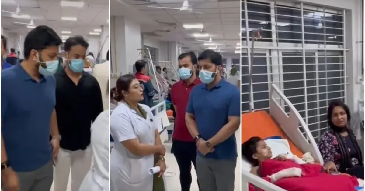 আহতদের খোঁজখবর নিতে ঢাকা মেডিকেলের বার্ন ইউনিট পরিদর্শনে ইশরাক হোসেন