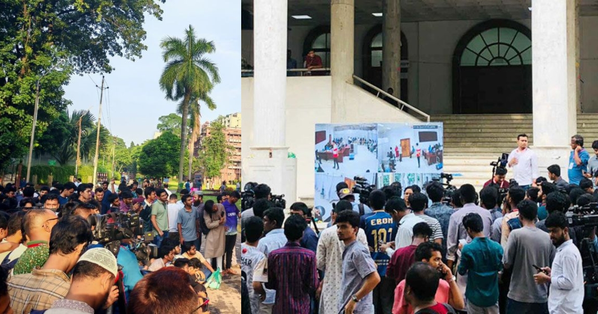 এলইডি স্ক্রিনে সরাসরি দেখানো হচ্ছে ডাকসুর ভোট গণনা
