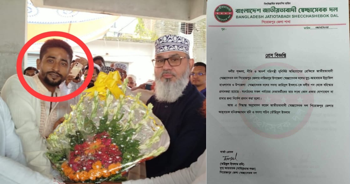 চাঁদাবাজির অভিযোগে বহিষ্কৃত স্বেচ্ছাসেবক দল নেতার জামায়াতে যোগদান