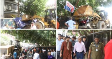 জবি ও বাহাদুর শাহ পার্ক সংলগ্ন এলাকার অবৈধ স্থাপনা উচ্ছেদ
