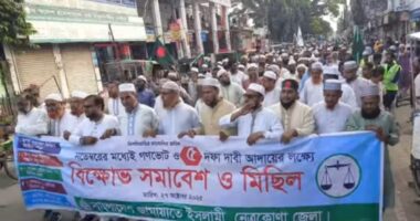 গণভোটসহ ৫ দফা দাবিতে নেত্রকোনায় জামায়াতের বিক্ষোভ মিছিল
