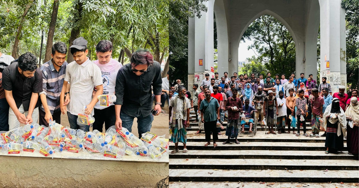 দুঃস্থদের খাবার বিতরণের মাধ্যমে স্নাতকের শেষ দিন উদযাপন জবি শিক্ষার্থীদের