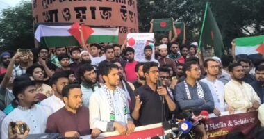 গাজা ও সুমুদ ফ্লোটিলার সমর্থনে রাজধানীতে ছাত্রশিবিরের বিক্ষোভ