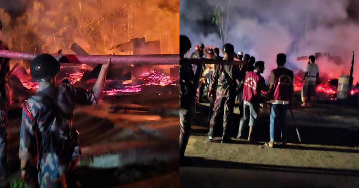 গুইমারার জালিয়াপাড়া বাজারে ভয়াবহ অগ্নিকাণ্ড