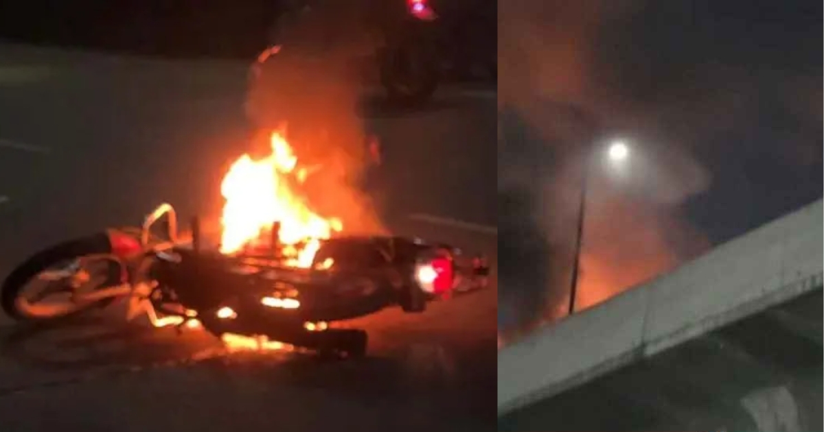 এবার শাহজালাল বিমানবন্দরের সামনে মোটরসাইকেলে আগুন