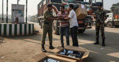 বুড়িমারী স্থলবন্দরে লক্ষাধিক টাকার মোবাইল ডিসপ্লে সহ বাংলাদেশী ট্রাক চালক আটক