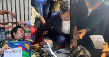 তারেক রহমানকে নিজ হাতে ধরে অ্যাম্বুলেন্সে তুলে দিলেন সালাহউদ্দিন আহমেদ