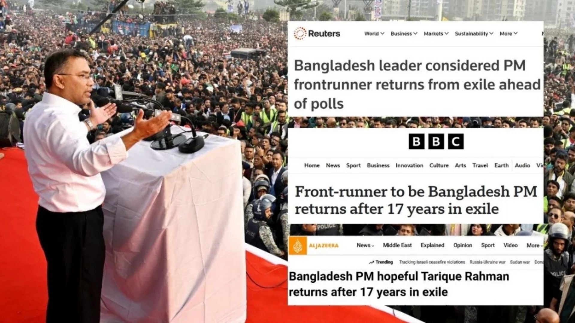 আন্তর্জাতিক গণমাধ্যমে তারেক রহমানকে ‘সম্ভাব্য প্রধানমন্ত্রী’ বলে উল্লেখ