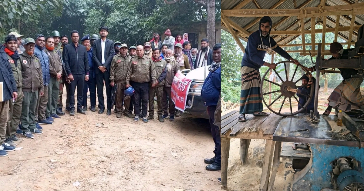 ঘাটাইলে বনের সীমানায় অবৈধ করাতকলের মোবাইলকোট কোর্ট ১০ হাজার টাকা জরিমানা করেন