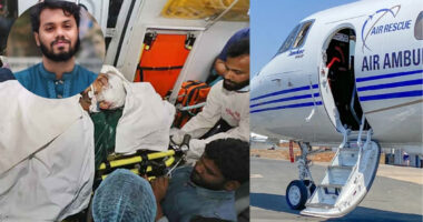 হাদিকে তোলা হচ্ছে এয়ার অ্যাম্বুলেন্সে