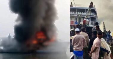 সেন্ট মার্টিনগামী জাহাজে আগুন, ১ জনের প্রানহানি