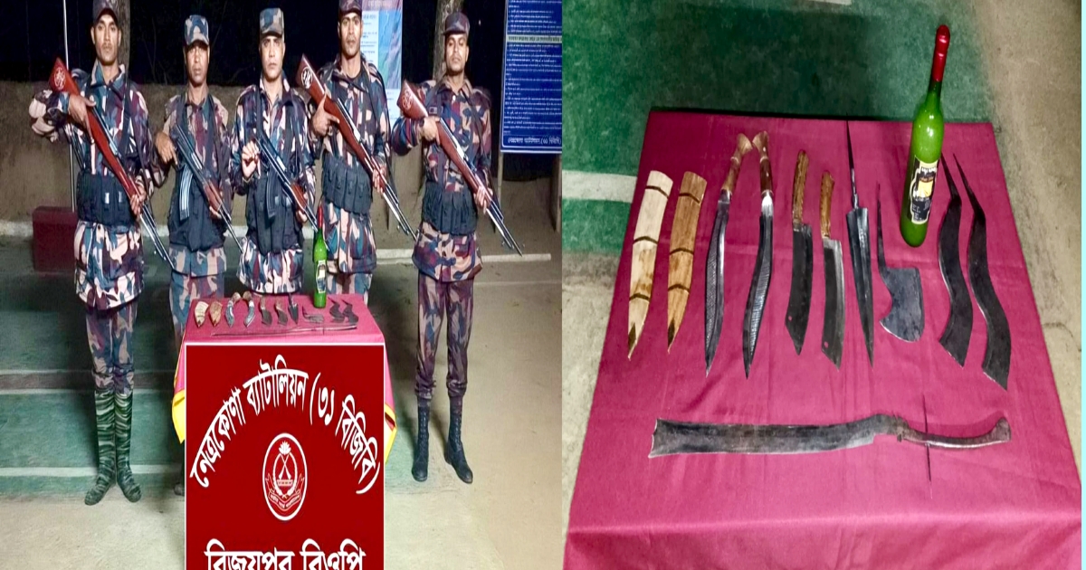 দুর্গাপুর সীমান্তে বিজিবি’র বিশেষ অভিযান, দেশি-বিদেশি অস্ত্র জব্দ