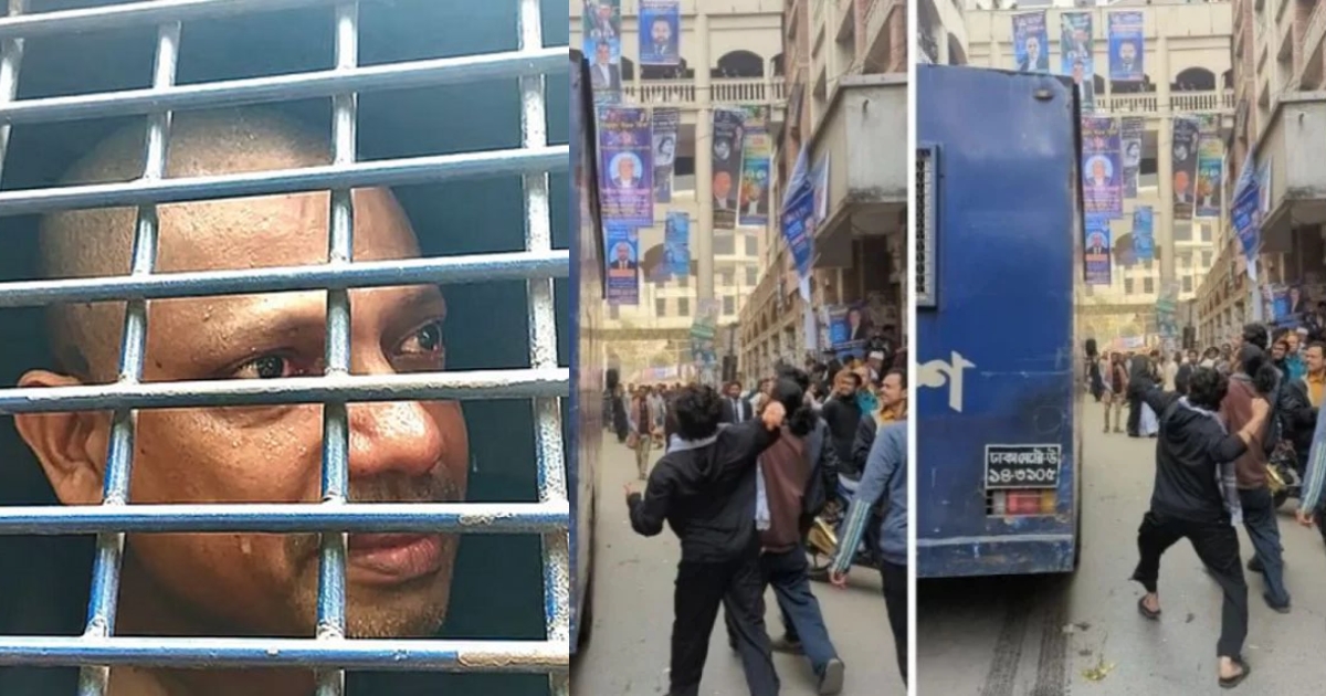 পলকের প্রিজনভ্যানে ডিম নিক্ষেপ ইনকিলাব মঞ্চের নেতাকর্মীদের