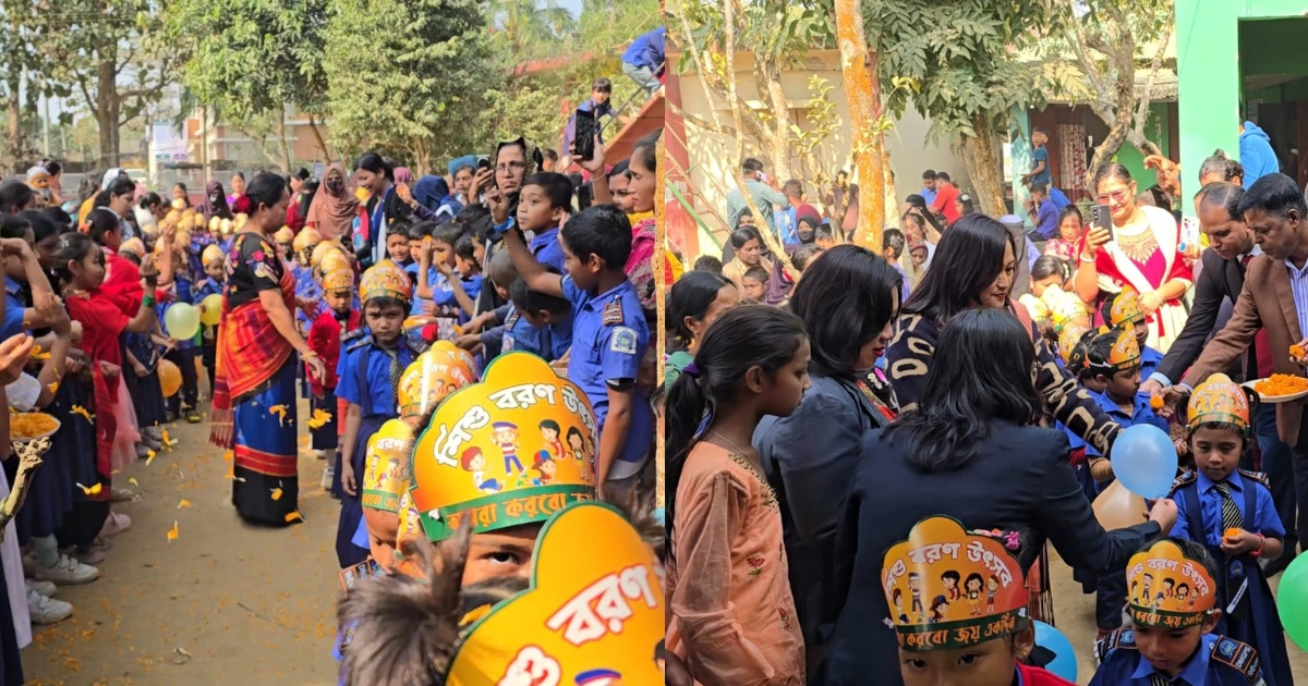 পিঠা উৎসবে নবীন শিক্ষার্থী বরণ করলো দীঘিনালা মডেল সরকারি প্রাথমিক বিদ্যালয়