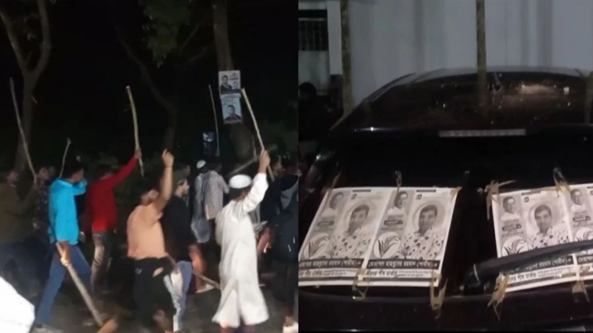 হান্নান মাসউদের লাঠি মিছিল, বিএনপি প্রার্থীর গাড়িতে হামলা