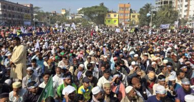 জামায়াত আমিরের জনসভা, কানায় কানায় পূর্ণ নওগাঁর এটিএম মাঠ