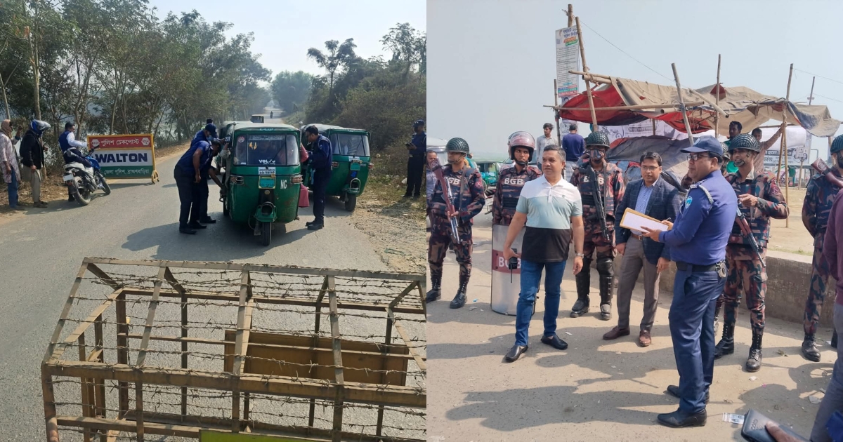 ব্রাহ্মণবাড়িয়ায় নির্বাচনকে ঘিরে যৌথবাহিনীর চেকপোস্ট ও টহল