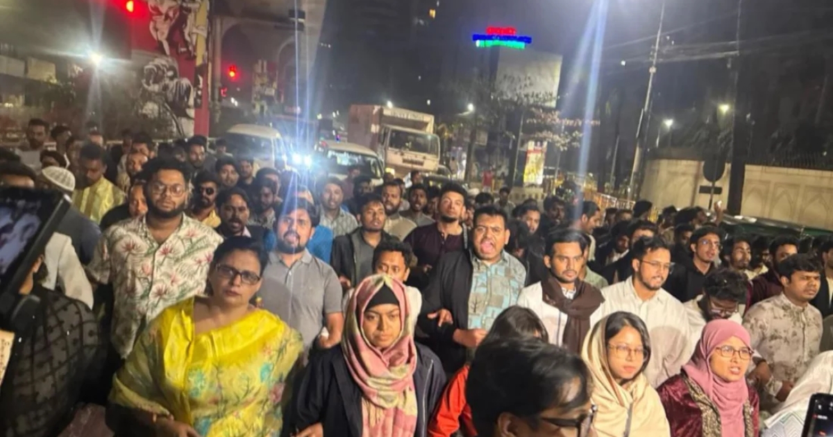 নির্বাচন-পরবর্তী সহিংসতার প্রতিবাদে এনসিপির বিক্ষোভ মিছিল