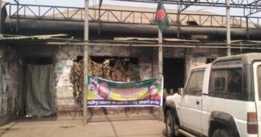 গাজীপুরে পুড়ে যাওয়া আওয়ামী লীগ কার্যালয়ে ১৮ মাস পর দলীয় ব্যানার