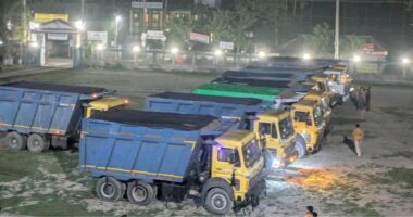 অবৈধভাবে অতিরিক্ত বালু বোঝাই করে চলাচলের দায়ে নয়টি ড্রামট্রাক আটক করেছে ভ্রাম্যমাণ আদালত