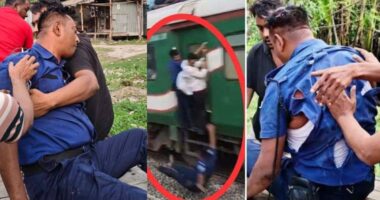 চলন্ত ট্রেন থেকে ছিটকে পড়লেন ‘হাতলে ঝুলে থাকা’ পুলিশ কনস্টেবল