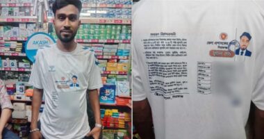 তেল পেতে গেঞ্জিতে ফুয়েল কার্ড প্রিন্ট করলেন যুবক,এলাকায় আলোচনার সৃষ্টি