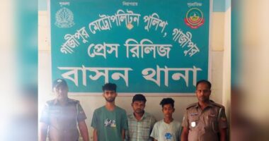 গাজীপুরে বাসন থানার বিশেষ অভিযান, মাদক ও অস্ত্র মামলায় ৩ জন গ্রেপ্তার